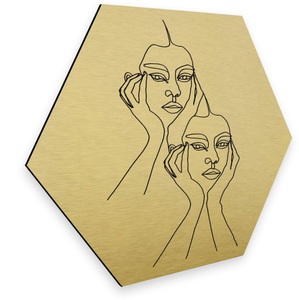 Wall-Art, Wall-Art Metallbild »Linework Wanddeko Goldfarben abstrakt«, Wall-Art Metallbild »Linework Wanddeko Goldfarben abstrakt«, (1 St.), vintage Metallschild