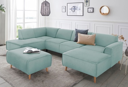 ANDAS, andas Wohnlandschaft »Janek«, mit Federkern und Keder in scandinavischem Design, Home affaire Wohnlandschaft »Janek Scandic Design, elegant und zeitlos U-Form« mit Federkern und Keder in scandinavischem Design