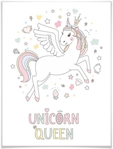 Wall-Art, Wall-Art Poster »Magisches Einhorn mit Krone«, Kinder, (1 St.), Wall-Art Poster »Magisches Einhorn mit Krone«, Kinder, (1 St.), Poster ohne Bilderrahmen