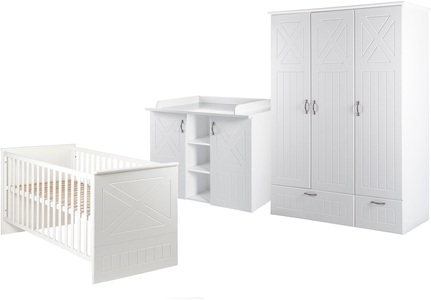 Roba, Roba Babyzimmer Set (3-tlg.), Kinderzimmer, »Constantin«, roba® Babyzimmer-Komplettset, (Set, 3 tlg., Kinderbett, Schrank, Wickelkommode), mit Kinderbett, Schrank und Wickelkommode