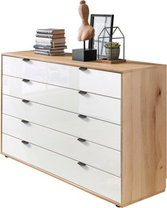 WIEMANN Schubkastenkommode »Cardiff Sideboard, Wäscheschrank, teilmassiv Bianco-Eiche, Schubladen« Glas- oder Massivholzfront, verschiedene Breiten, MADE IN GERMANY, Schubkästen inklusive Selbsteinzug und Dämpfung