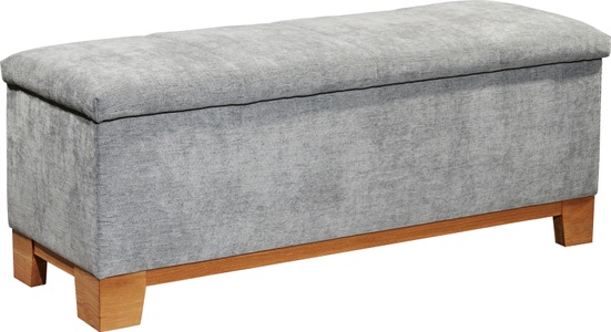 undefined, Bettbank »Viborg«, Carryhome Bettbank in textil hellgrau , Viborg , Eiche , massiv , 139x58x50 cm , lackiert,Mikrofaser,Echtholz , 002220045006