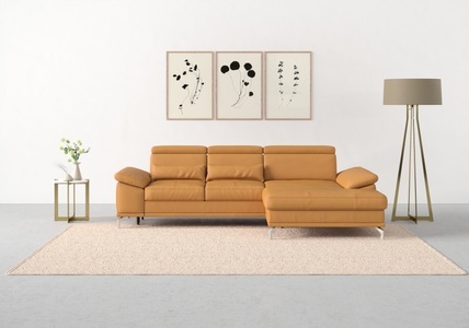 SIT&MORE, sit&more Ecksofa »Cabrio«, mit Sitztiefen- und Armteilverstellung sowie Federkern, 2 Nierenkissen, sit&more Ecksofa »Cabrio L-Form, B: 295 cm, mit Sitztiefen-, Arm- & Kopfteilverstellung« 2 Nierenkissen, Federkern, optional Bettfunktion und Stauraum