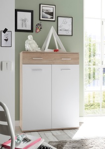 HBZ, HBZ Schuhschrank »Manolo«, (1 St.), weiss, Flurschrank in 3 Ausführungen, HBZ Schuhschrank »Manolo weiss matt, BxHxT 90x118x35 cm«, (1 St.), Mit 2 Türen, 1 Schubkasten mit 2 Einteilungen, 6 Einlegeböden