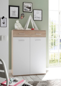 HBZ, HBZ Schuhschrank »Manolo«, (1 St.), weiss, Flurschrank in 3 Ausführungen, HBZ Schuhschrank »Manolo weiss matt, BxHxT 90x118x35 cm«, (1 St.), Mit 2 Türen, 1 Schubkasten mit 2 Einteilungen, 6 Einlegeböden