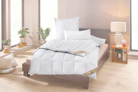 Balette, Sommerduvet (Punktstepp), Balette, »Nina«, Balette Daunenbettdecke »Duvet Nina«, leicht, Füllung neue reine Entendauen 90%, weiss, Bezug 100% Baumwolle, (1 St.), Bezug mit Satin-Biese