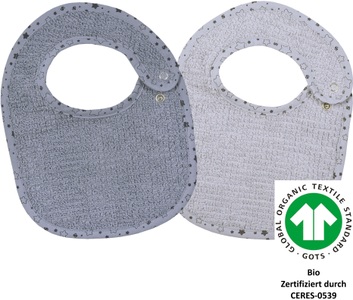 WOERNER, WÖRNER SÜDFROTTIER At home Druckknopflätzchen 2er Set grau, Wörner Lätzchen »at home Druckknopflatz 22x29 cm 2er Set« 2 Stk. tlg. Biobaumwolle, maschinenwaschbar, trocknergeeignet