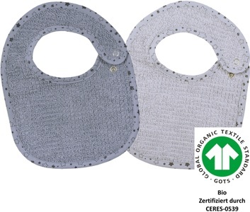 WOERNER, WÖRNER SÜDFROTTIER At home Druckknopflätzchen 2er Set grau, Wörner Lätzchen »at home Druckknopflatz 22x29 cm 2er Set« 2 Stk. tlg. Biobaumwolle, maschinenwaschbar, trocknergeeignet