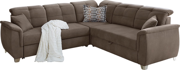 Jockenhöfer Gruppe, Jockenhöfer Gruppe Ecksofa, mit 6 individuell, verstellbaren Kopfteilen, Gästebett- und Relaxfunktion, Nosagfederung, Jockenhöfer Gruppe Ecksofa Udine, verstellbare Kopfteile, Gästebett- und Relaxfunktion