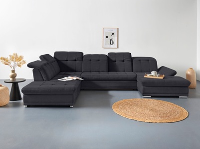 COTTA Wohnlandschaft »Holiday U-Form«, Sitztiefenverstellung, wahlweise mit Bettfunktion inkl. Bettkasten