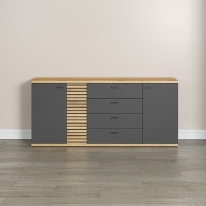 INOSIGN, INOSIGN Sideboard »Galway«, Kommode, Breite 186 cm, INOSIGN Sideboard »Galway«, Kommode mit angesagter Rillenoptik und Soft-Close - 186/42/85 cm