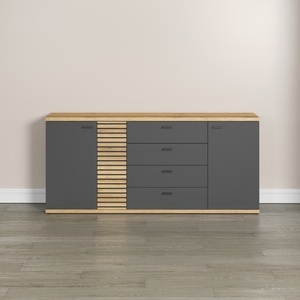 INOSIGN, INOSIGN Sideboard »Galway«, Kommode, Breite 186 cm, INOSIGN Sideboard »Galway«, Kommode mit angesagter Rillenoptik und Soft-Close - 186/42/85 cm