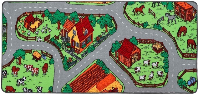 Primaflor-Ideen in Textil Kinderteppich »BAUERNHOF«, rechteckig, 5 mm Höhe, Strassen-Spiel-Teppich, Kinderzimmer