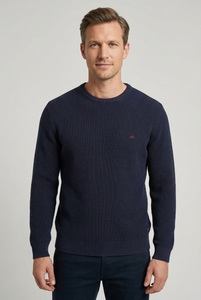 FYNCH-HATTON Strickpullover aus Baumwolle, normale Passform, hüftbedeckende Länge