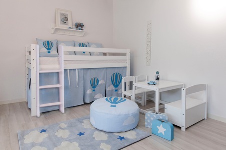 Hoppekids, Hoppekids Hochbett »Ballon«, inkl. Vorhang-Set, Matratze und Rollrost, Hoppekids Hochbett »«Ballon»«, mit Matratze & Vorhang, umbaubar, 4Stile