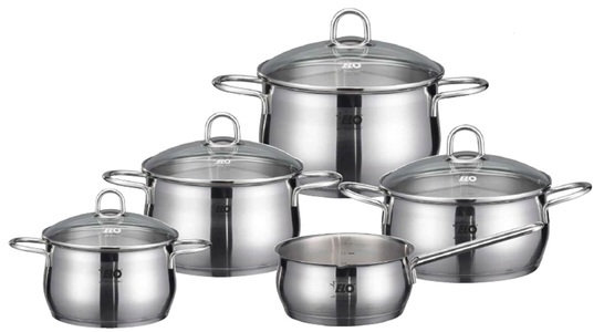 Elo, Elo Topf-Set »Platin« (Set, 9-tlg.), Elo Topf-Set »Platin«, Edelstahl 18/10, (Set, 9 tlg., 1 Bratentopf 20 cm, je 1 Fleischtopf 16/20/24 cm, 1 Kasserolle 16 cm), Induktion
