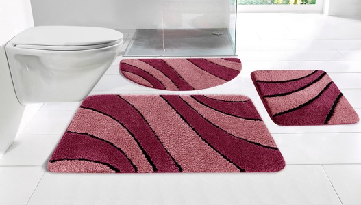my home Badematte »Anna, Badvorleger, Badezimmer Teppich«, rutschhemmend beschichtet, fussbodenheizungsgeeignet-schnell trocknend, Badteppich, Hoch Tief Effekt, Modern, Weich, Wellen