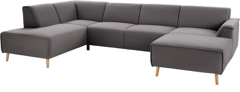 ANDAS, andas Wohnlandschaft »Janek«, mit Federkern und Keder in scandinavischem Design, Home affaire Wohnlandschaft »Janek Scandic Design, elegant und zeitlos U-Form« mit Federkern und Keder in scandinavischem Design