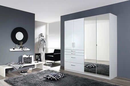 Rauch Pack´s, home24 Drehtuerenschrank Homburg I, rauch Drehtürenschrank »Kleiderschrank Schrank Garderobe Garderobenschrank Topseller HOMBURG«, mit Spiegel, oberer Schubkasten mit Einteilung MADE IN GERMANY