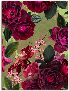 Artland, Artland Wandbild »Dunkle Rosen auf Grün«, Blumenbilder, (1 St.), in vielen Grössen & Produktarten - Alubild / Outdoorbild für den Aussenbereich, Leinwandbild, Poster, Wandaufkleber / Wandtattoo auch für Badezimmer geeignet, Artland Wandbild »Dunkle Rosen auf Grün«, Blumenbilder, (1 St.), als Alubild, Outdoorbild, Leinwandbild, Poster, Wandaufkleber