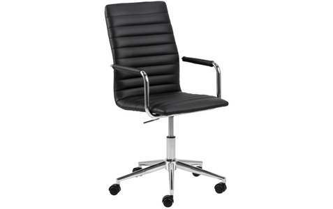 Actona, Actona - Bürostuhl Winslow - Schwarz, AC Design Schreibtischstuhl »Winslow mit Polsterrücken und Armlehnen«, Kunstleder