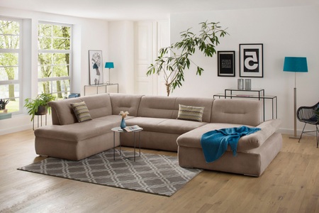 my home Wohnlandschaft »Avesa«, Wahlweise mit Armteilverstellung und Bettfunktion, B/T/H: 355/216/80 cm