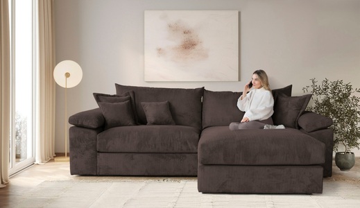 HOME AFFAIRE, Home affaire Ecksofa »Soft&Cosy XXL L-Form, B: 303 cm - OTTO. Verlässliche Qualität.« Mega-Sofa, Cord oder Chenille-Struktur, mit Federkern & 4 Zierkissen