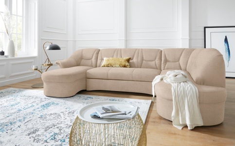 DOMO collection, DOMO collection Wohnlandschaft »Sarafina«, wahlweise mit Bettfunktion, optional mit Federkern, DOMO collection Wohnlandschaft »Sarafina, zeitlos und komfortabel, optional mit Federkern, U-Form« wahlweise mit Bettfunktion