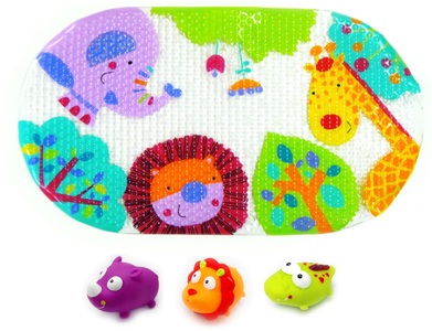 ëscabbo, ESCABBO Badematten-Set, Knorrtoys® Badespielzeug »Escabbo® Bademattenset, Dschungelsafari«, (4 tlg.), mit drei Wasserspritzfiguren