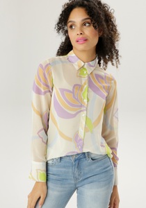 ANISTON SELECTED, Aniston SELECTED Hemdbluse, aus transparentem Chiffon - NEUE KOLLEKTION, 