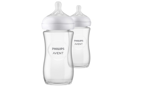 PHILIPS AVENT, Philips Avent Babyflasche SCY933/02 Natural Response 260ml 2 Stück, Philips Avent Natural Response Babyflasche aus Glas 250ml, 1M+ (2 Stk)