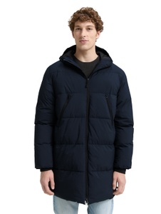 TOM TAILOR Denim Steppjacke, mit Kapuze, mit Logo Print