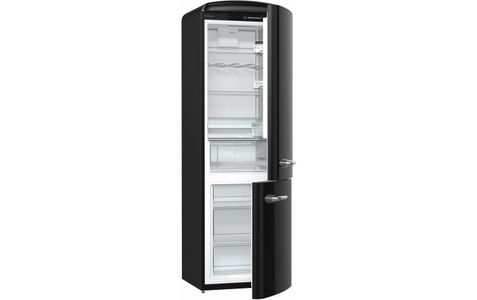 Sibir, Sibir Kühl-/Gefrierkombination, Oldti, 194 cm hoch, 60 cm breit, Sibir Oldtimer OTN 32010 Kühlschrank Schwarz rechts