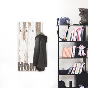 Artland, Artland Garderobe »Home«, platzsparende Wandgarderobe aus Holz mit 6 Haken, geeignet für kleinen, schmalen Flur, Flurgarderobe, Artland Garderobenleiste »Home«, teilmontiert