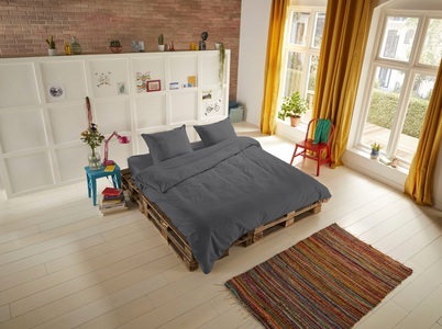 hip, HIP Bettwäsche-Set Uni 135 x 200 cm Grau, hip Bettwäsche »Hip Uni«, 100% Baumwolle, Mako-Satin, 135x200, Unifarben Weiss, Reissverschluss