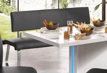 Mca furniture, MCA furniture Sitzbank, Livetastic Sitzbank in metall, leder grau, edelstahlfarben , Arco , Echtleder , 155x86x59 cm , gebürstet , 000196083407