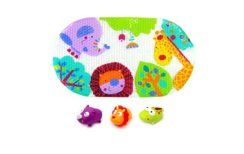 ëscabbo, ESCABBO Badematten-Set, Knorrtoys® Badespielzeug »Escabbo® Bademattenset, Dschungelsafari«, (4 tlg.), mit drei Wasserspritzfiguren