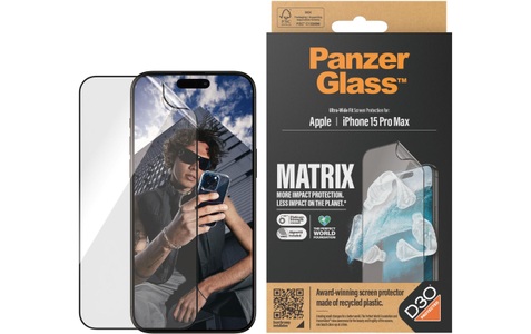 PanzerGlass, Panzerglass Displayschutz Matrix iPhone 15 Pro Max, PanzerGlass Displayschutzfolie »MATRIX Protection Film mit D3O«, für iPhone 15 Pro Max, Ultra Wide Fit