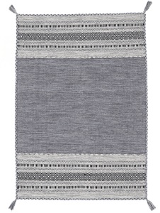 carpetfine, Wollteppich, »Kelim Azizi«, carpetfine, rechteckig, Höhe 5 mm, handgewebt, carpetfine Teppich »Kelim Azizi«, rechteckig, 5 mm Höhe, Baumwolle, Wendeteppich mit Fransen, Wohnzimmer