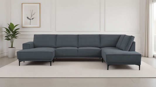 GOODproduct, GOODproduct Wohnlandschaft »XXL Sofa Oland, Struktur, Flachgewebe, Luxus-Microfaser, Boucle« U-Form, 345 cm, Wellenunterfederung, Skandi-Design, Metallfüsse, GOODproduct Wohnlandschaft »XXL Sofa Oland, Struktur, Flachgewebe, Luxus-Microfaser, Boucle« U-Form, 345 cm, Wellenunterfederung, Skandi-Design, Metallfüsse