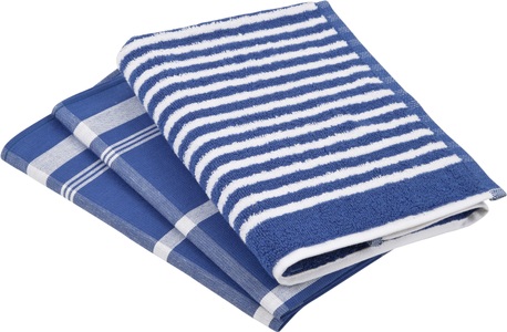 Ross, ROSS Geschirrtuch »Exclusiv«, (Set, 3 tlg.), 1x Küchen-Frottiertuch 50x50 cm mit Streifen und 2 Geschirrtücher 50x70 cm mit Karodesign, ROSS Geschirrtuch »Exclusiv« 1x Küchen-Frottiertuch (Streifen) und 2 Geschirrtücher (Karodesign)