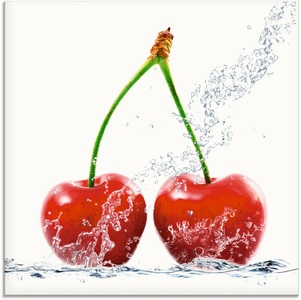 Artland Glasbild »Kirschen mit Spritzwasser«