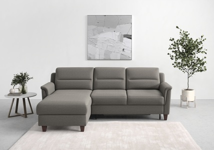 sit&more Ecksofa »Farö«, inklusive Federkern, mit naturfarbenen Füssen, wahlweise mit Bettfunktion und Bettkasten