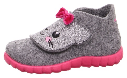 Superfit, Schuhe 'HAPPY', Filz-Hausschuhe HAPPY CAT mit Glitzer in grau