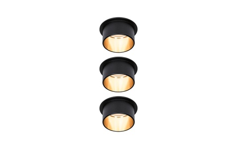Paulmann, Paulmann Gil LED-Einbau schwarz matt/gold 3er-Set, Paulmann LED Deckenspot »LED Gil Coin«, 3 flammig
