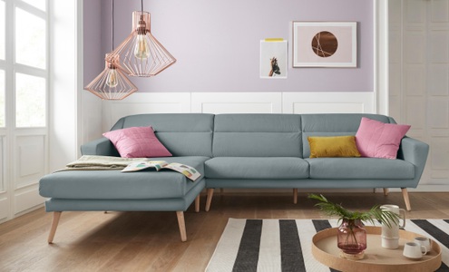 ANDAS, andas Ecksofa »Bille«, mit Naht im Rückenkissen und Beinen aus Eichenholz, Design by Morten Georgsen, andas Ecksofa »Bille L-Form«, mit Naht im Rückenkissen und Beinen aus Eichenholz