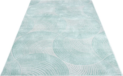 Carpet City, Carpet City Teppich, rechteckig, Kurzflor Wohnzimmer, 3D-Optik, für Schlafzimmer, Flur, Carpet City Teppich »Friseé-Teppich FANCY 647«, rechteckig, 12 mm Höhe, Kurzflor,3D-Optik,Kreisförmiges Muster, Wohnzimmer,Schlafzimmer