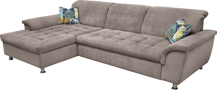 DOMO collection, DOMO collection Ecksofa, DOMO collection Ecksofa »Franzi Steppung im Sitzbereich B7T/H: 278/162/80 cm, L-Form« wahlweise mit Bettfunktion, Bettkasten und Kopfteilverstellung