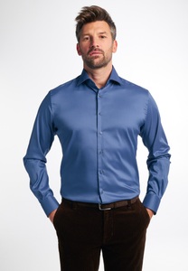 Eterna, ETERNA LANGARM HEMD MODERN FIT PERFORMANCE SHIRT STRETCH RAUCHBLAU, 