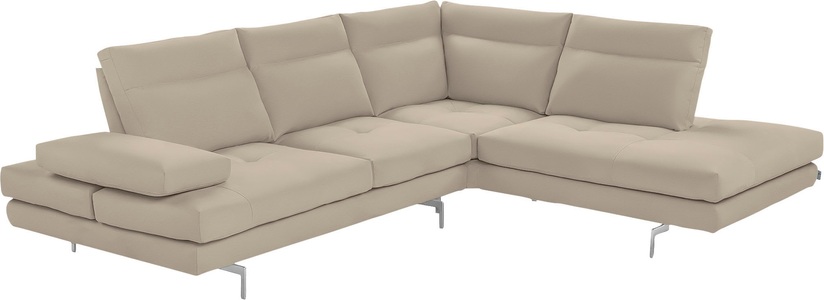 CALIA ITALIA, CALIA ITALIA Ecksofa »Toby Wing«, Sitztiefenverstellung, Eckelement mit Funktion, Füsse in Chrom glänzend, CALIA ITALIA Ecksofa »Toby Wing, L-Form, Multifunktionssofa, bequem und edel«, Sitztiefenverstellung und Armteilfunktion, Füsse chrom glänzend